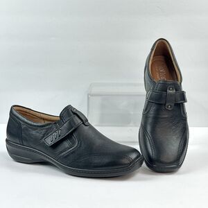 Hotter Francis Shoes Womens Size 8 Black Leather Comfort Hook Loop England 39